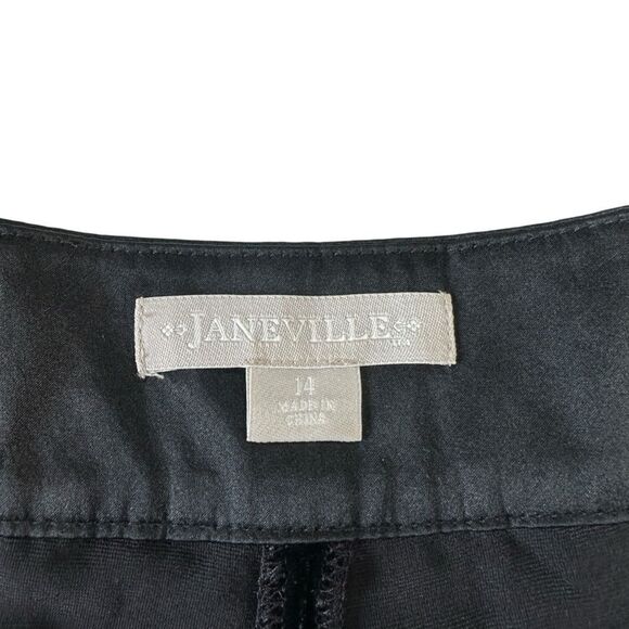 Janeville Black Velvet Silk Trouser Pants, 14 - Picture 7 of 12